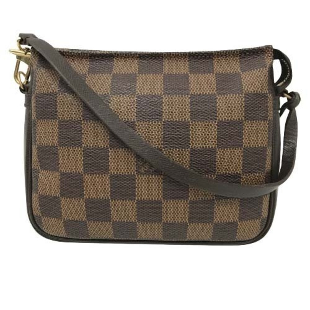 Louis Vuitton Trousse Case Clutch Brown Checkered Makeup Damier Cosmetic Ebene